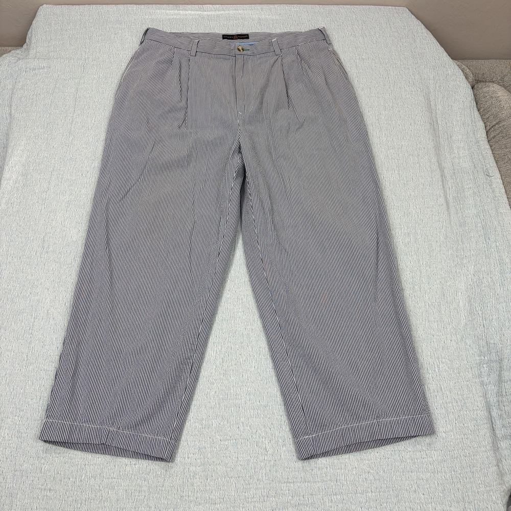 Tommy Hilfiger Golf Pants Mens 38x26 Blue White Seersucker Striped‎ Dress Casual